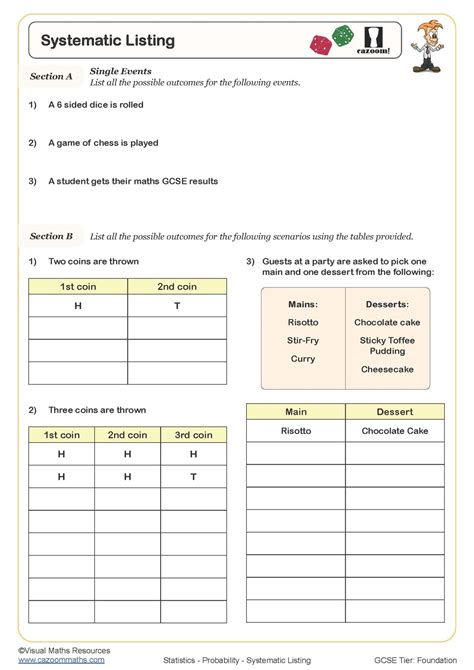 Systematic Listing Worksheet | Printable PDF Worksheets