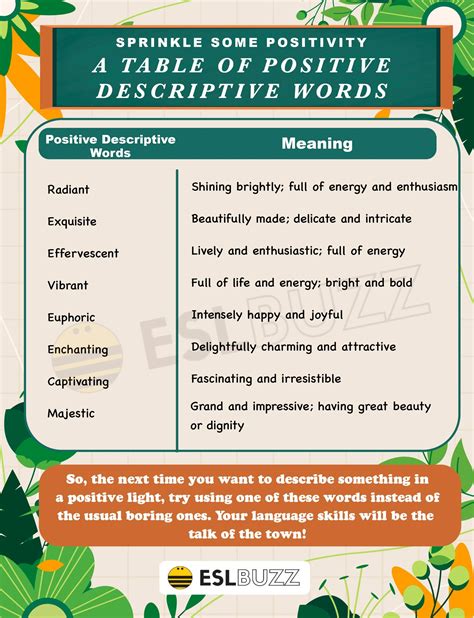 Boost Your Vocabulary with Positive Descriptive Words - ESLBUZZ