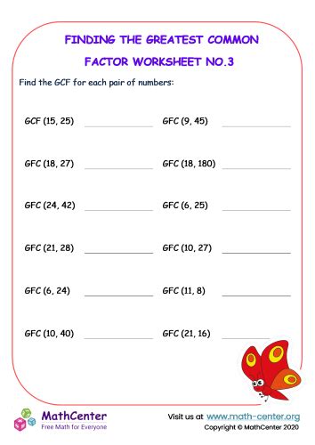 Image result for Finding GCF Worksheet