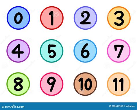 A Set of Numbers on Colorful Circles Stock Photo - Illustration of nine ...