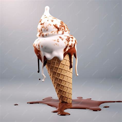 Premium Photo | 3d ice cream cone ice cream dripping from the cone ...