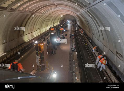 Work progresses in the Bethesda Metro Station just outside Washington ...