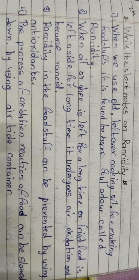 writing short note in rancidity write short note on rancidity - Brainly.in