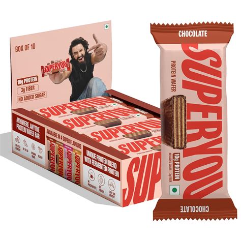 SuperYou Chocolate Protein Wafer Bars (Pack of 10)|10g Protein, 3g ...