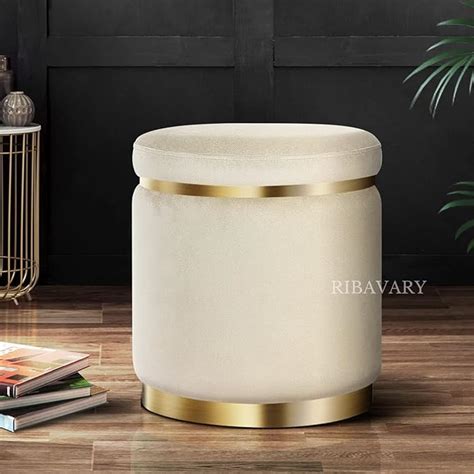RIBAVARY® Velvet Luxurious Sitting Stool for Bedroom & Living Room ...