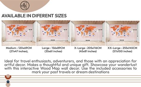 Elk 3D Wooden World Map Wall Decor - Metallic Color - Perfect Home Wall ...