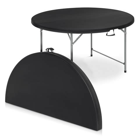 Magshion Round Folding Table, 4ft Portable Plastic Table, Foldable ...