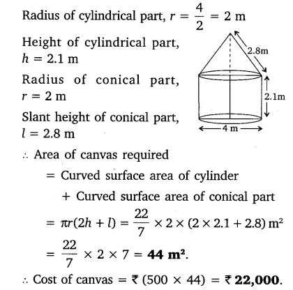 A tent is in the shape of a cylinder surmounted by a conical top. If ...