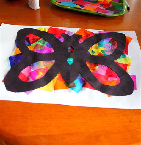 Tissue Paper Butterfly Craft | Paper butterfly crafts, Spring crafts ...