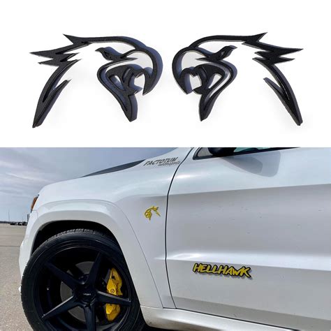 Amazon.com: Taroal Pair Black HellHawk Emblems fits Jeep Trackhawk Grand Cherokee Trunk Emblems ...