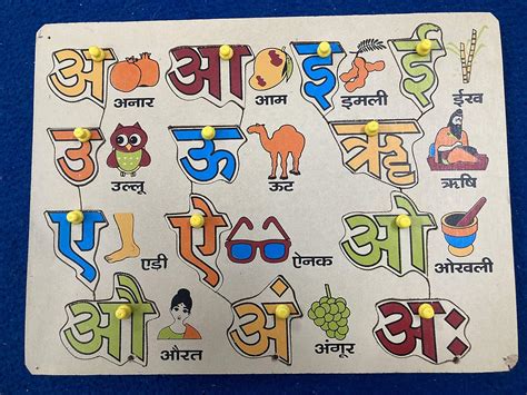 Moreyaji Wooden Hindi Alphabets with Picture and Knobs Colour Learning ...