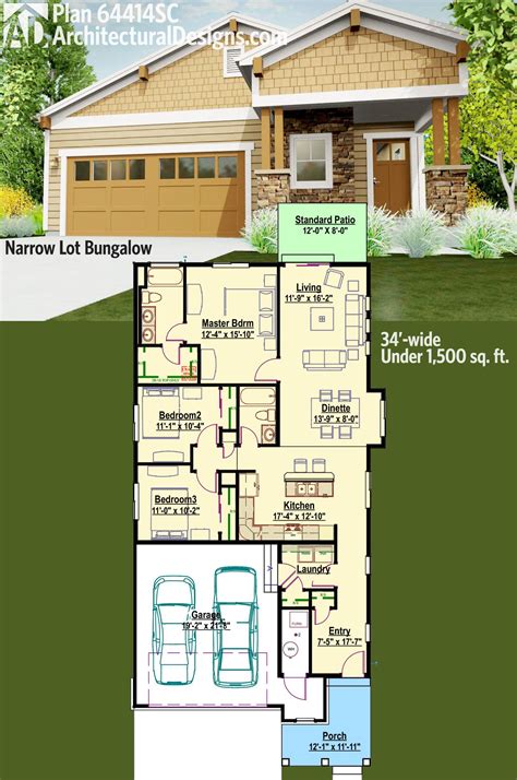 Narrow Lot Bungalow House Plan