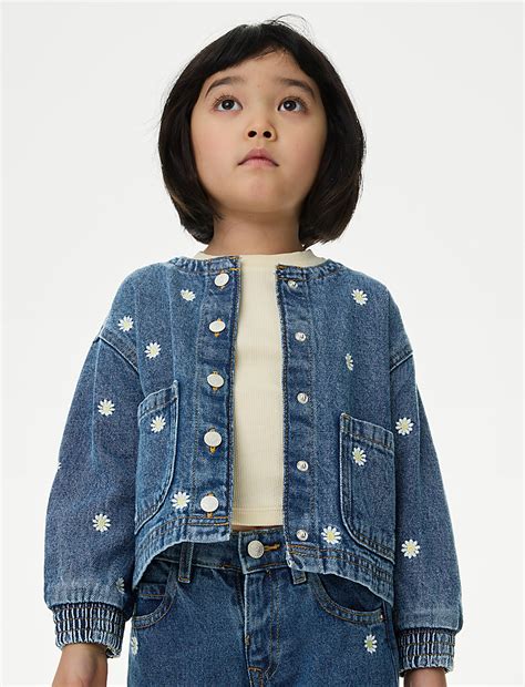 Buy Denim Daisy Embroidered Bomber (2-8 Yrs) at Marks & Spencer