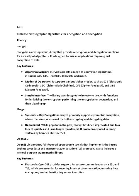 Lab Manual of Cybersecurity - Aim: Evaluate cryptographic algorithms ...