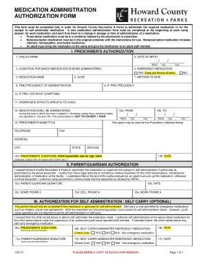 Fillable Online Get the Medication Authorization Form - Howard County ...