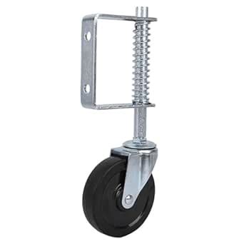 Rubber Gate Wheel 4inch Spring-Loaded Swivel Caster Heavy Duty 110lbs ...