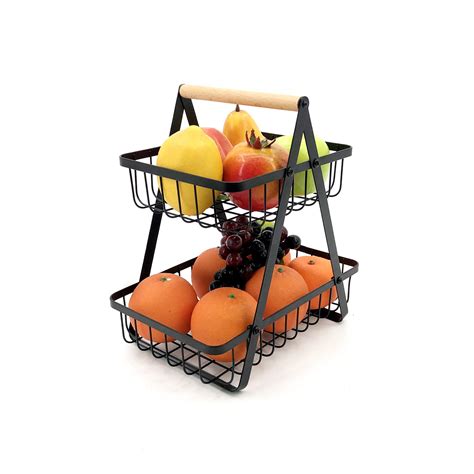 Factory Wholesale 2 Tier Rectangle Detachable Fruit Bread Basket with ...