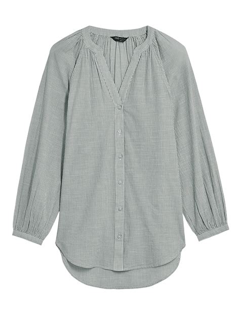 Buy Pure Cotton Striped Long Sleeve Blouse at Marks & Spencer