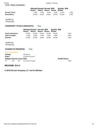 Image result for Transcript with Credit Hours