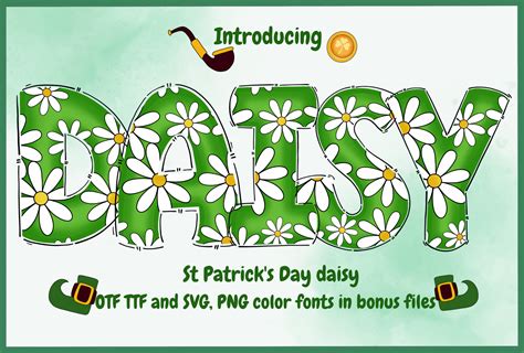 St Patrick's Day Daisy Font by Itme_digitalart · Creative Fabrica