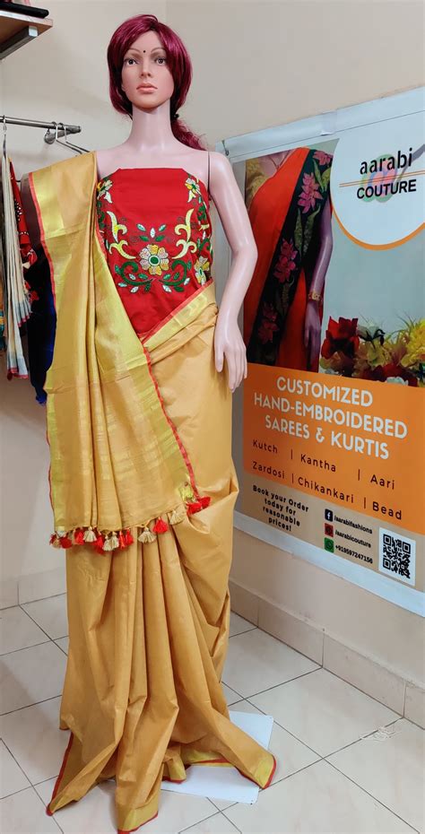 Kantha Hand embroidered Work Blouse UNSTITCHED - DISPLAY ONLY; CAN BE ...