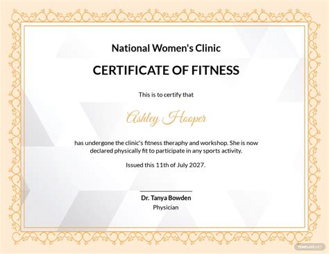 Women Fitness Certificate Template | Template.net