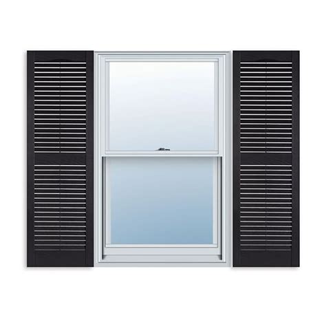 15 Inch x 47 Inch Standard Louver Exterior Vinyl Window Shutters, Black ...