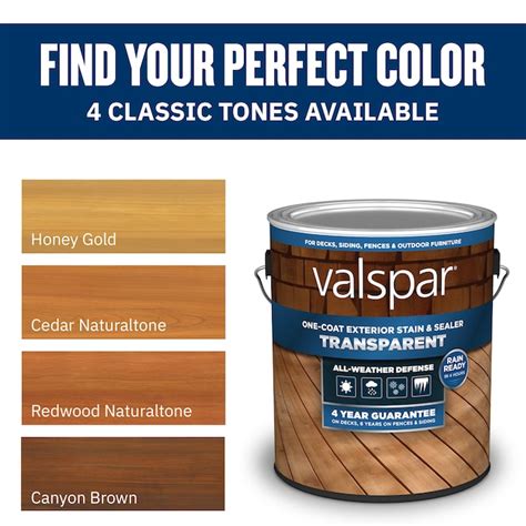 Valspar Pre-tinted Canyon Brown Transparent Exterior Wood Stain and ...