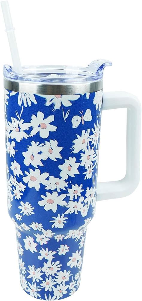 30 oz Daisy Tumbler with Handle and Straw Lid Leak Proof, Daisy Coffee Travel Mug with Handle ...