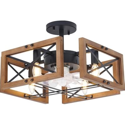 DRNANLIT Farmhouse Ceiling Fans with Lights, Wood Flush Mount India | Ubuy
