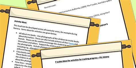 P Scales Ideas for Activities for Tracking Progress P6 History