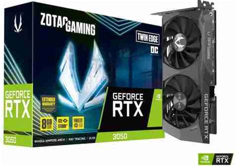 ZOTAC RTX 3050 Twin Edge OC GDDR6 8 GB NVIDIA Chipset 128 bit 1807 MHz ...