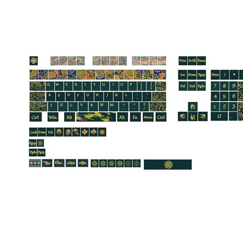 Ancient Chinese Cloud Cherry Profile Dark Blue Keycaps for Mechanical ...