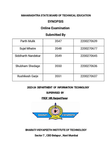 Online Examination 1pg - MAHARASHTRA STATE BOARD OF TECHNICAL EDUCATION ...