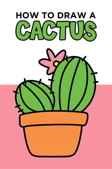 How To Draw a Cactus Step-By-Step Tutorial - Made with HAPPY