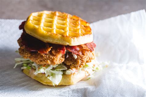 Chicken & Waffle Sandwich Recipe from Sam The Cooking Guy