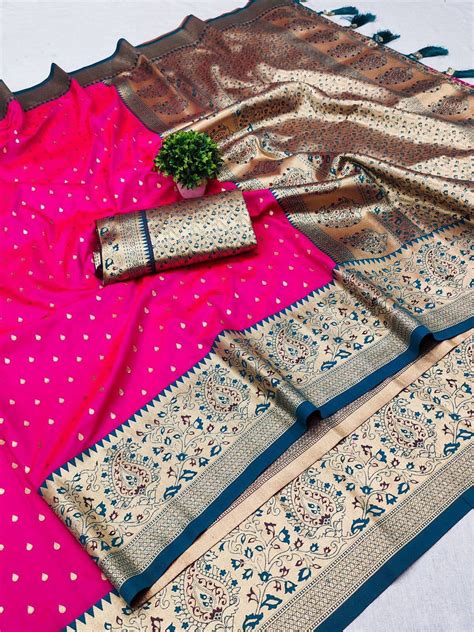 Dazzling Dark Pink Soft Banarasi Silk Saree With Smart Blouse Piece ...