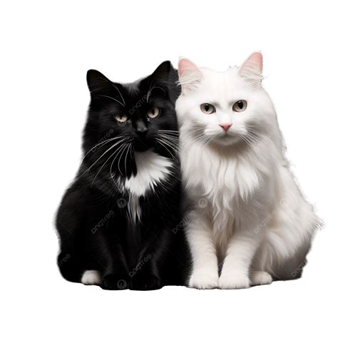 Black Cat And White Cat Love Couple, Cat, Animal, Pet PNG Transparent ...