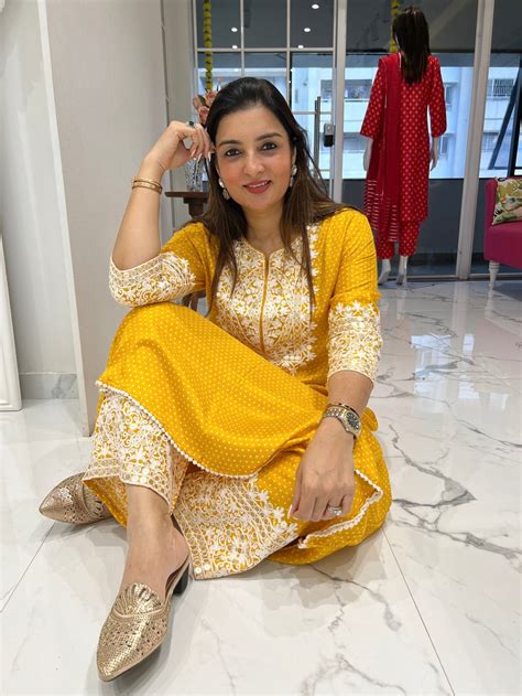 Polka Print Zari Suit Set – Preetibora