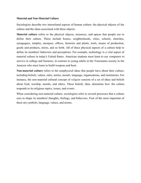 Material and non material culture | DOCX