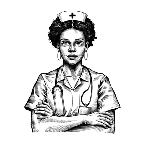 Premium Vector | Nurse vector pencil ink sketch drawing black and white ...