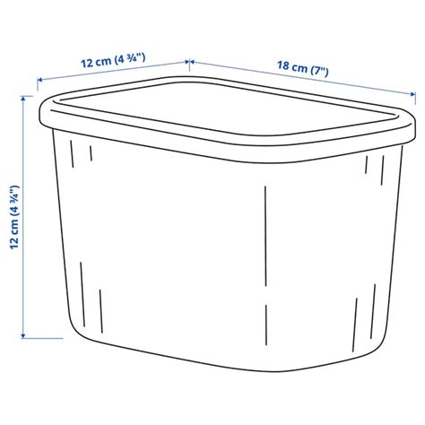 RYKTA storage box with lid, transparent grey-blue, 12x18x12 cm/1.5 l (4 ...