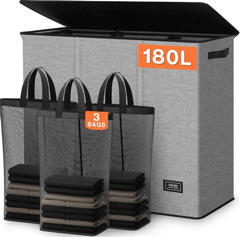 Amazon.com: Bathola Laundry Hamper with Lid, 145L Extra Large Hamper 3 ...