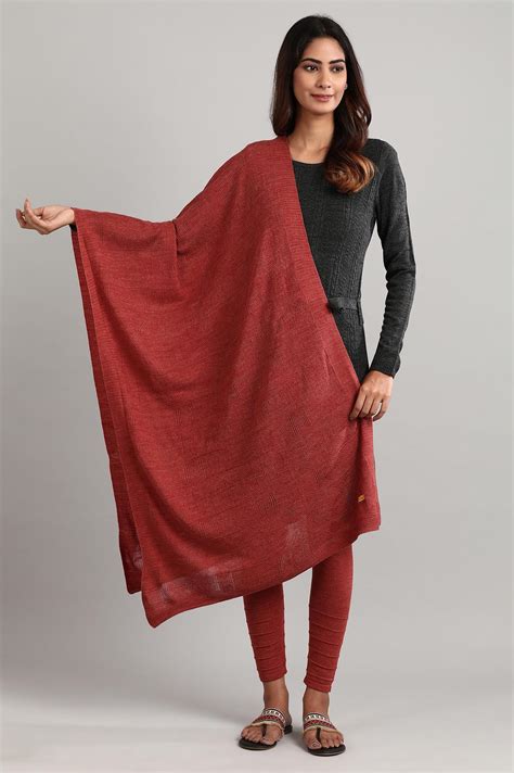 Buy Red Knitted Shawl Online for Woman | Shop for Aurelia