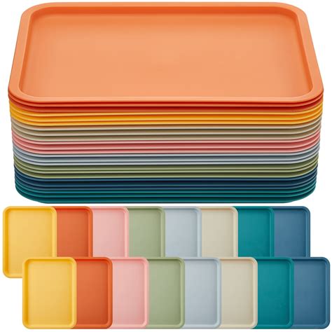 Amazon.com: Mumufy 24 Pcs Plastic Fast Food Trays Bulk Colorful ...