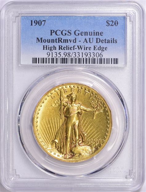 1907 Saint-Gaudens Gold Double Eagle MCMVII, High Relief, Wire Edge ...