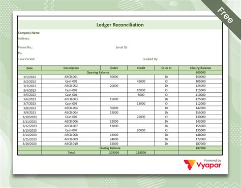 Ledger Sheet
