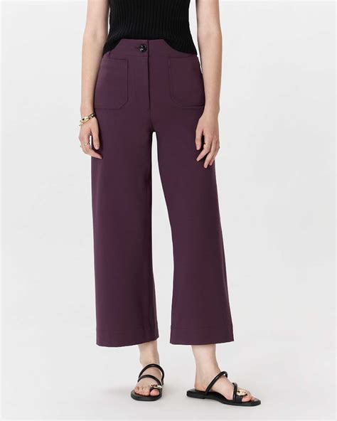 Women's Ultra-Stretch Ponte Cropped Wide Leg Pants in Dark Orchid Purple