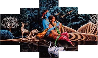 Perpetual Radha Krishna Wall Painting With Frame for Living Room | 3D ...