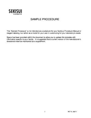 Fillable Online SAMPLE PROCEDURE - Sekisui Diagnostics Fax Email Print ...